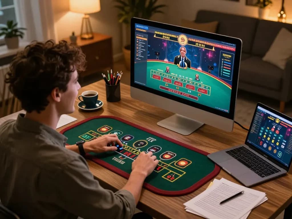 Pemain yang terlibat menikmati baccarat dealer langsung di rumah melalui platform kasino online paris888.