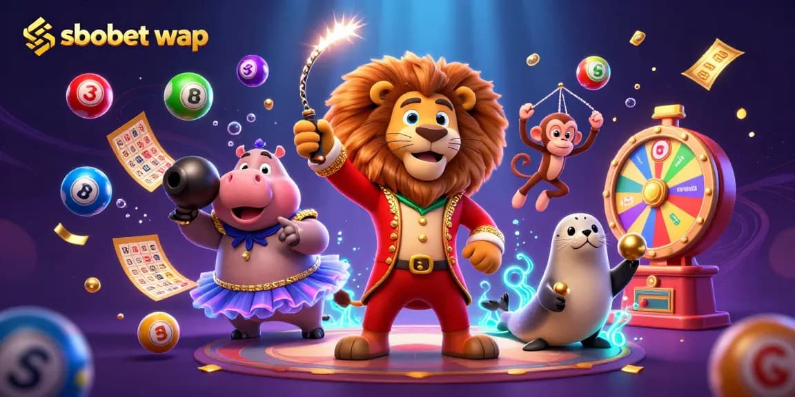 Engage with sbobet wap through vibrant casino characters in a lively gaming scene.