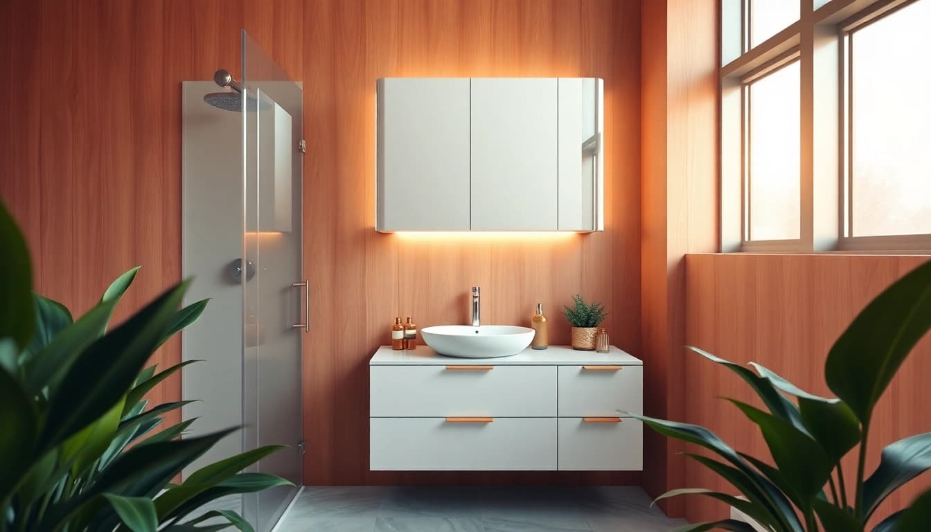 Stylish spiegelschrank led with elegant LED lighting enhancing modern bathroom decor