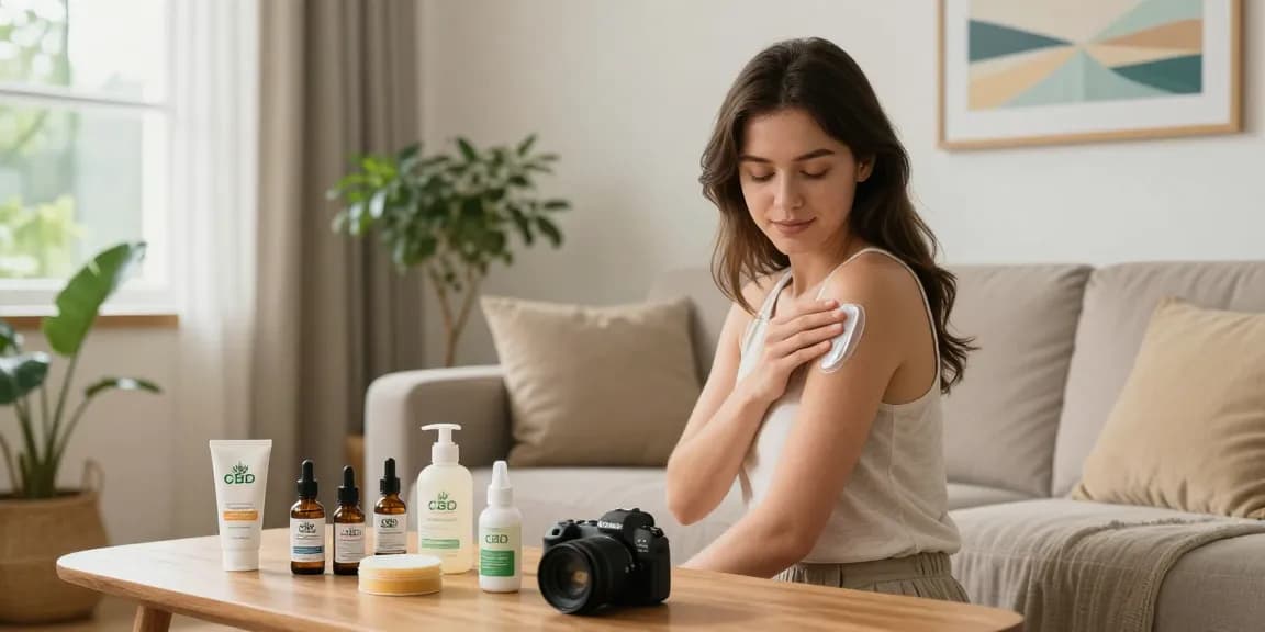 Experience the benefits of CBD topicals as you buy-hemp-topicals-online, applying soothing cream in a serene home environment.
