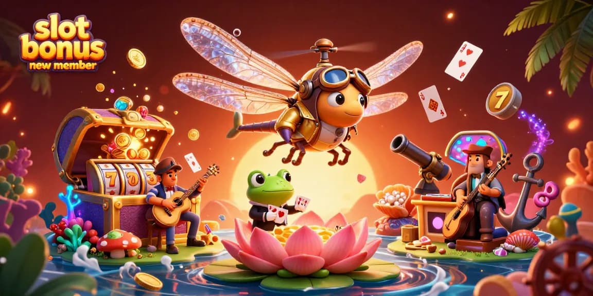 Engage in thrilling action with the slot bonus new member at a vibrant lily pad casino.