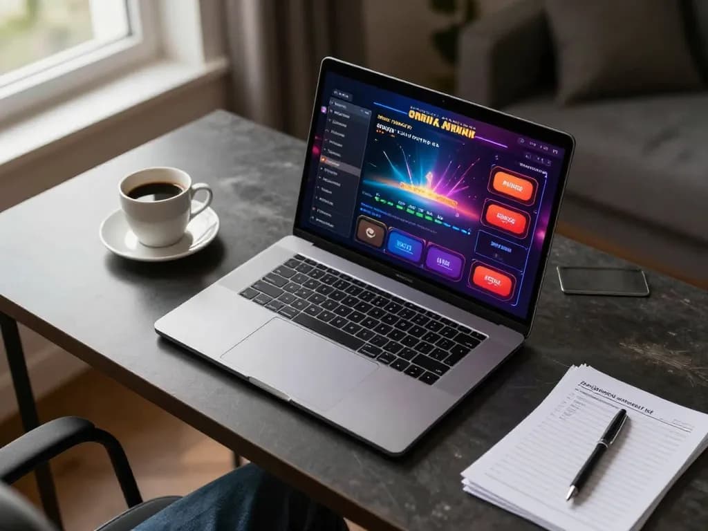 Migliori casino online stranieri displayed on a laptop during an engaging online gaming session at home