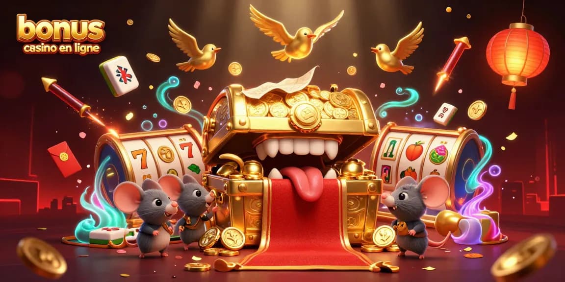 Explorez les offres de bonus casino en ligne captivantes avec cette illustration dynamique et colorée.