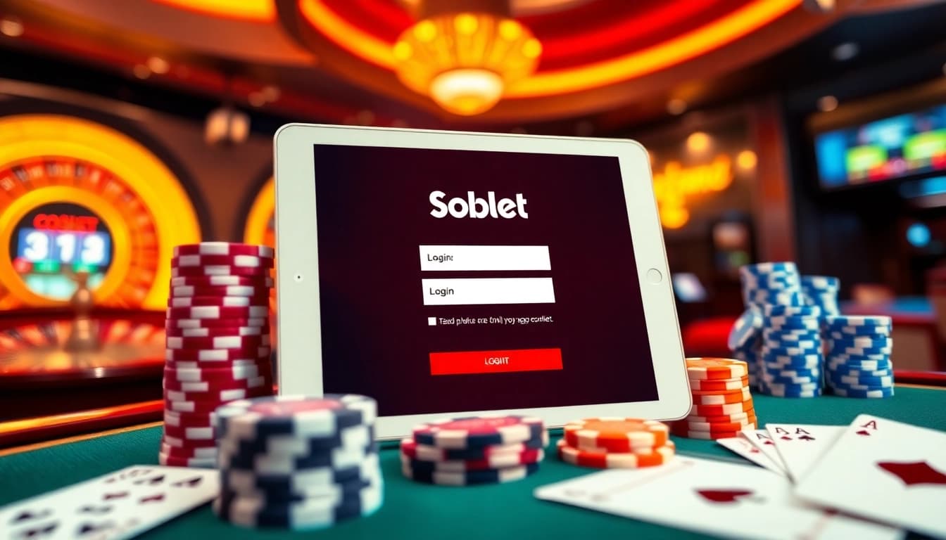 Place bets easily with sbobet login on a digital tablet at a luxury casino.