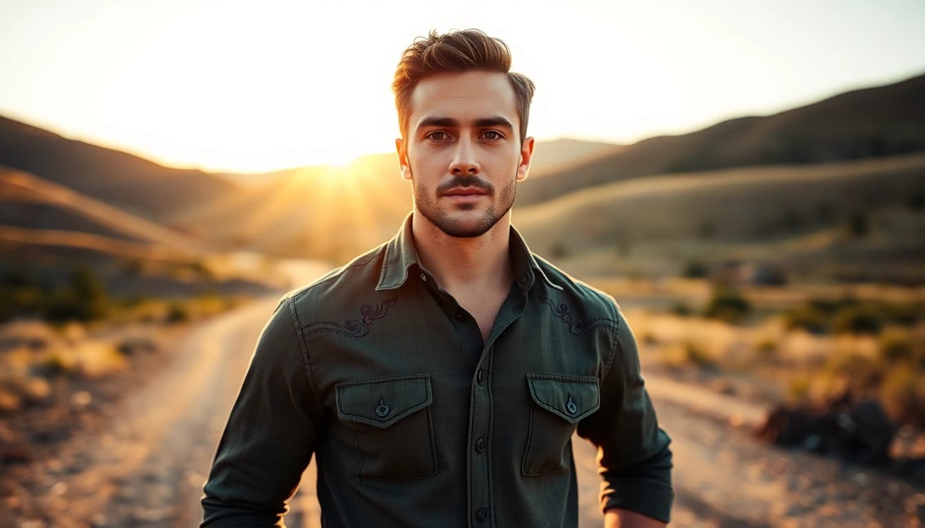 Showcase stylish cowboy shirts Canada with intricate designs, enhancing outdoor lifestyle vibes.