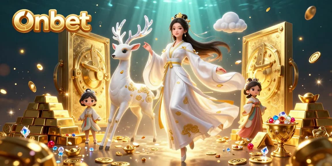 Experience the excitement of winning at onbet with vibrant symbols and treasure in this 3D casino scene.