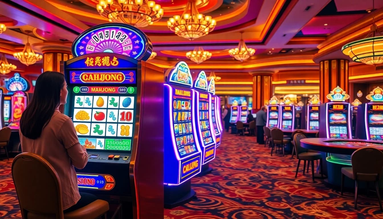 Experience the thrill of the mahjong slot demo in a luxurious casino setting.