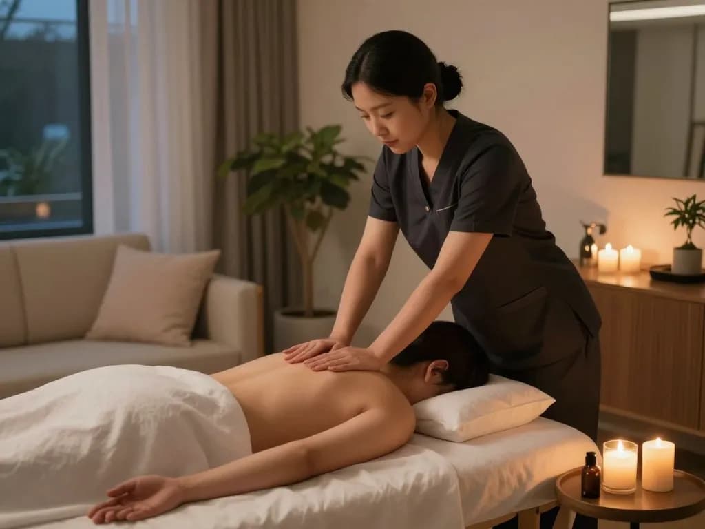 평화로운 가정 환경에서 강남출장안마 서비스를 즐기는 모습.