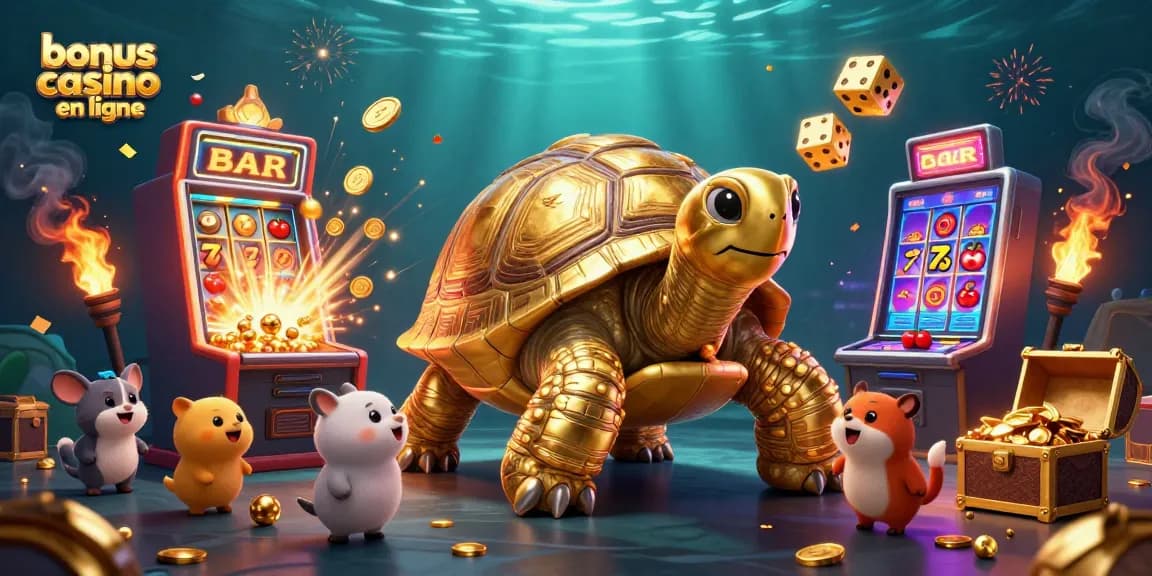 Jouez avec le bonus casino en ligne et découvrez le tortue d'or à la machine à sous dynamique.