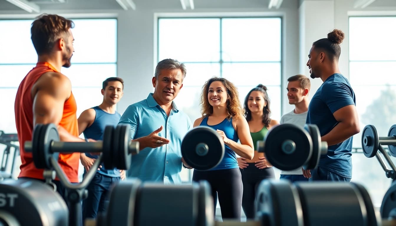 Overcome weight loss plateau with fitness coach in modern gym setting for motivation.