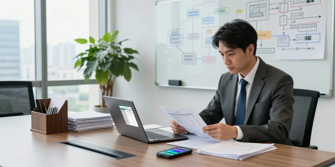 Financial investigator analyzing asset tracing strategies in a modern office.
