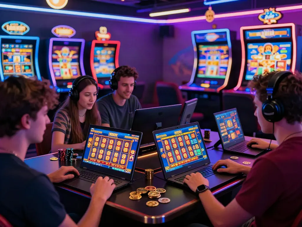 Pengalaman bermain slot777 di kasino digital yang penuh semangat dengan pemain terlibat.