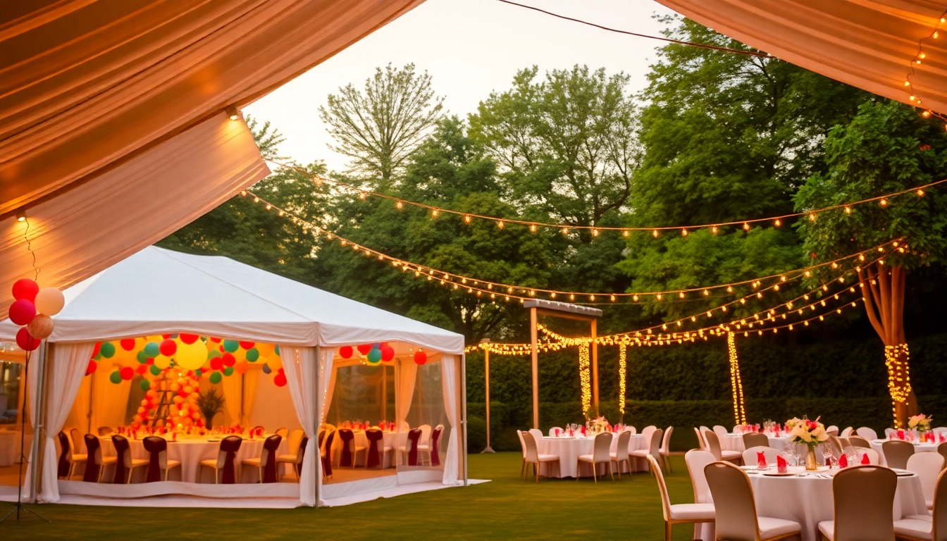 Showcase of Party Tent Rentals in an elegant outdoor setting, enhancing festive celebrations.