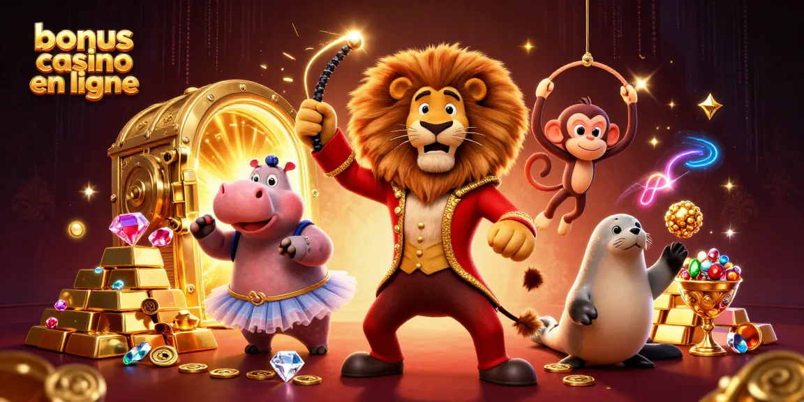 Profitez de bonus de casino en ligne avec des personnages colorés s'amusant autour de trésors scintillants.