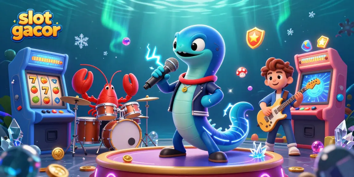 Experience thrilling slot gacor action in vibrant underwater casino scene with electric eel DJ