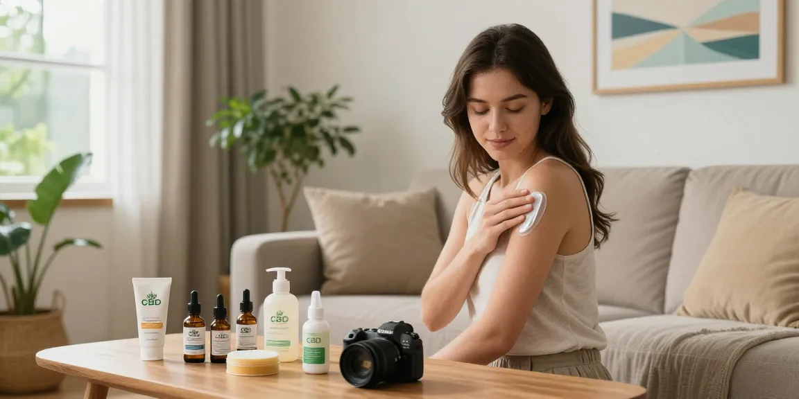 Experience the benefits of CBD topicals as you buy-hemp-topicals-online, applying soothing cream in a serene home environment.