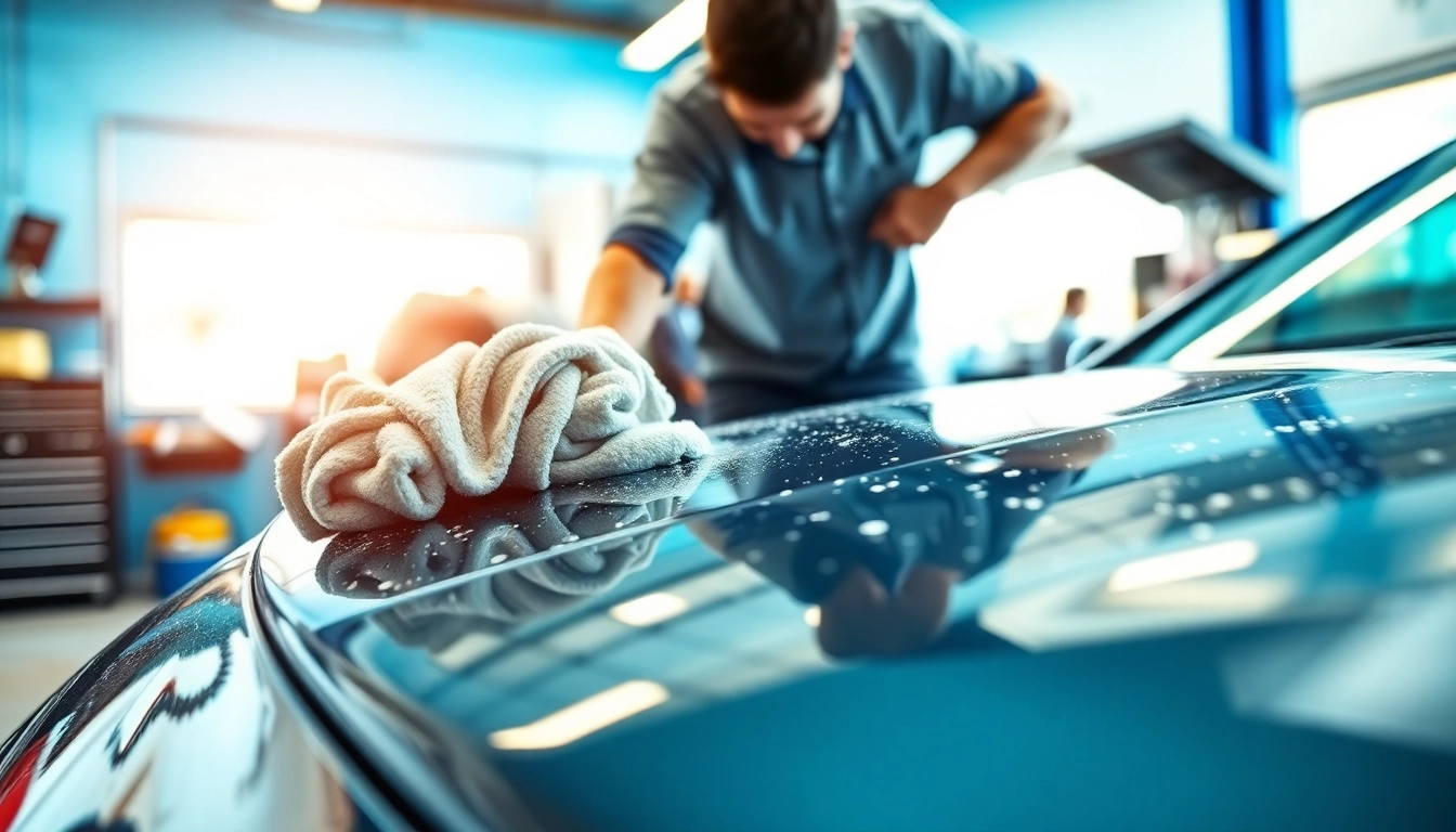 Expert auto detailing Cleveland TN showcasing precise vehicle cleaning and a professional atmosphere.