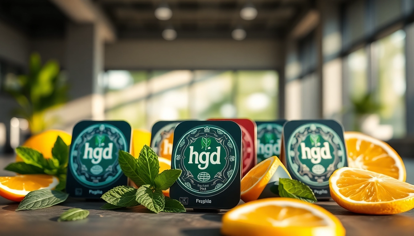Erleben Sie hqd pods in verschiedenen Geschmacksrichtungen, umgeben von frischen Zutaten.