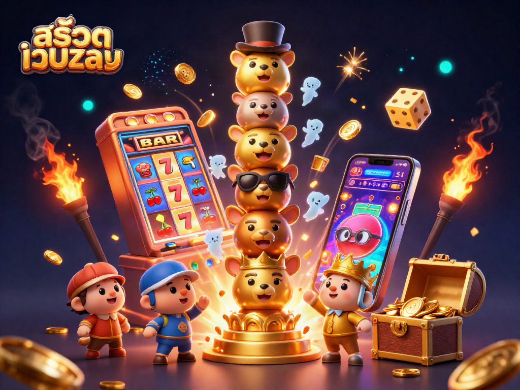 Experience thrilling moments with สล็อตเว็บตรง featuring vibrant casino elements and energetic characters in stunning 3D