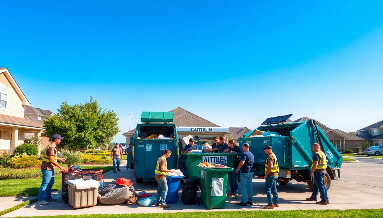 Loading garbage removal bins during an efficient waste collection process.