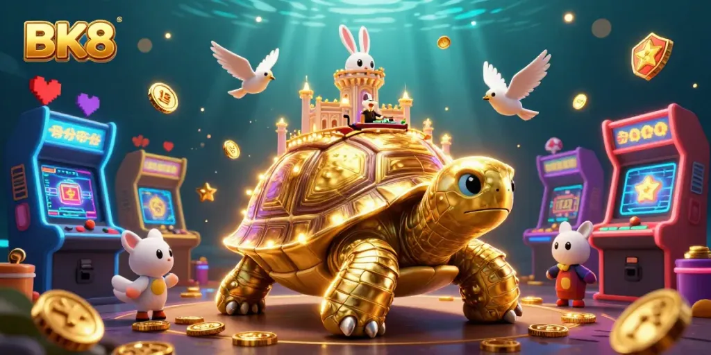 Experience thrilling BK8 gaming with a vibrant and dynamic casino scene featuring unique characters.