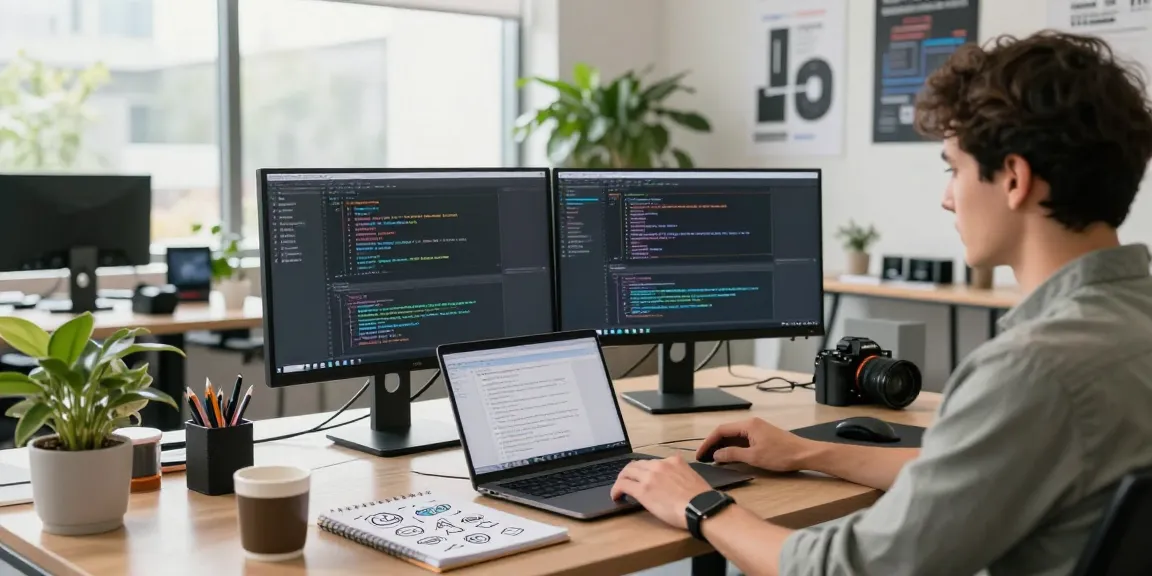 Kobold AI workspace with developer coding, showcasing tech innovation and productivity.