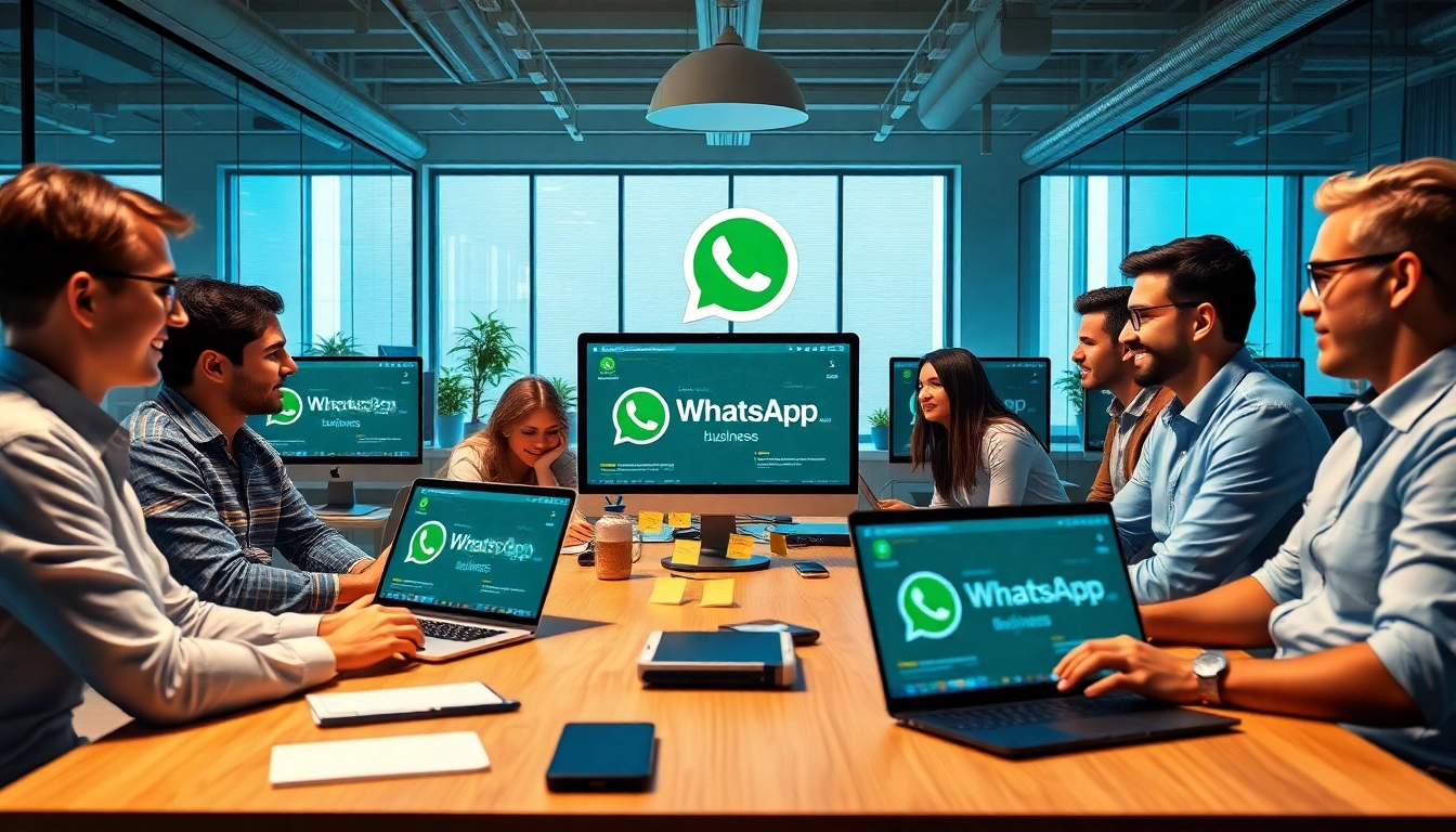Engage with WhatsApp Business CRM on diverse devices during a professional collaboration.