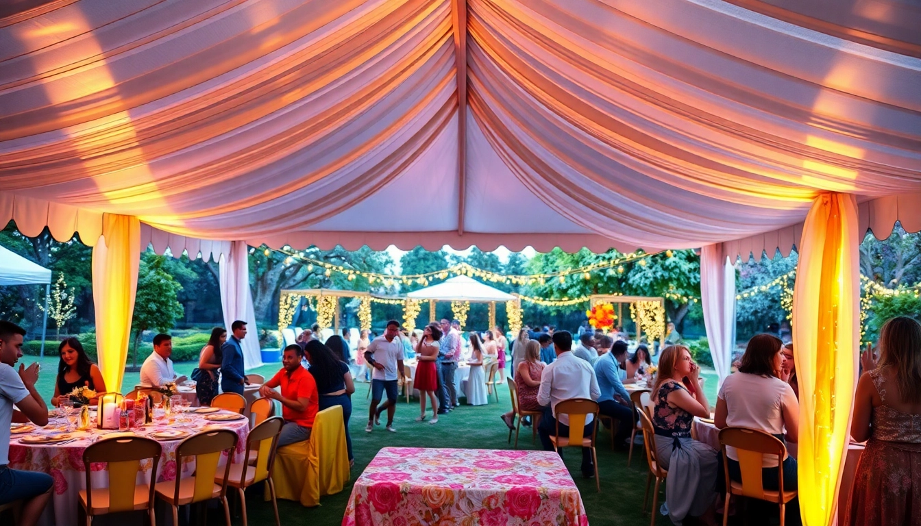 Party Tent Rentals providing a vibrant setting for celebrations with beautiful decor and happy guests.
