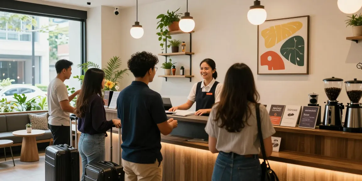 rokok 88 hotel reception welcoming guests with friendly staff and modern decor