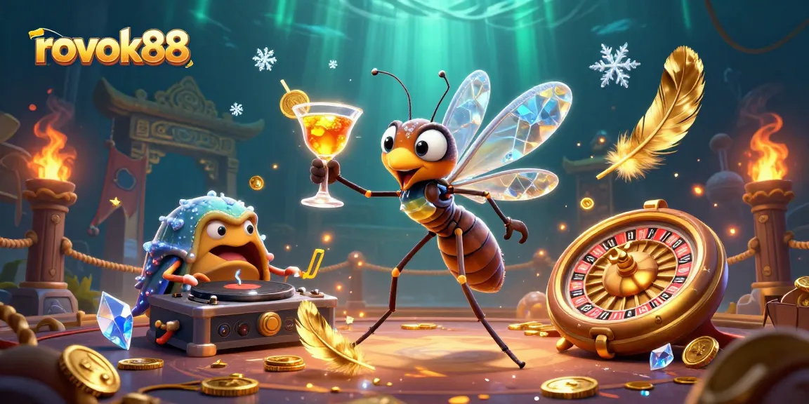 Experience the excitement of rokok88 with a dynamic casino scene featuring unique characters and rich visual elements.