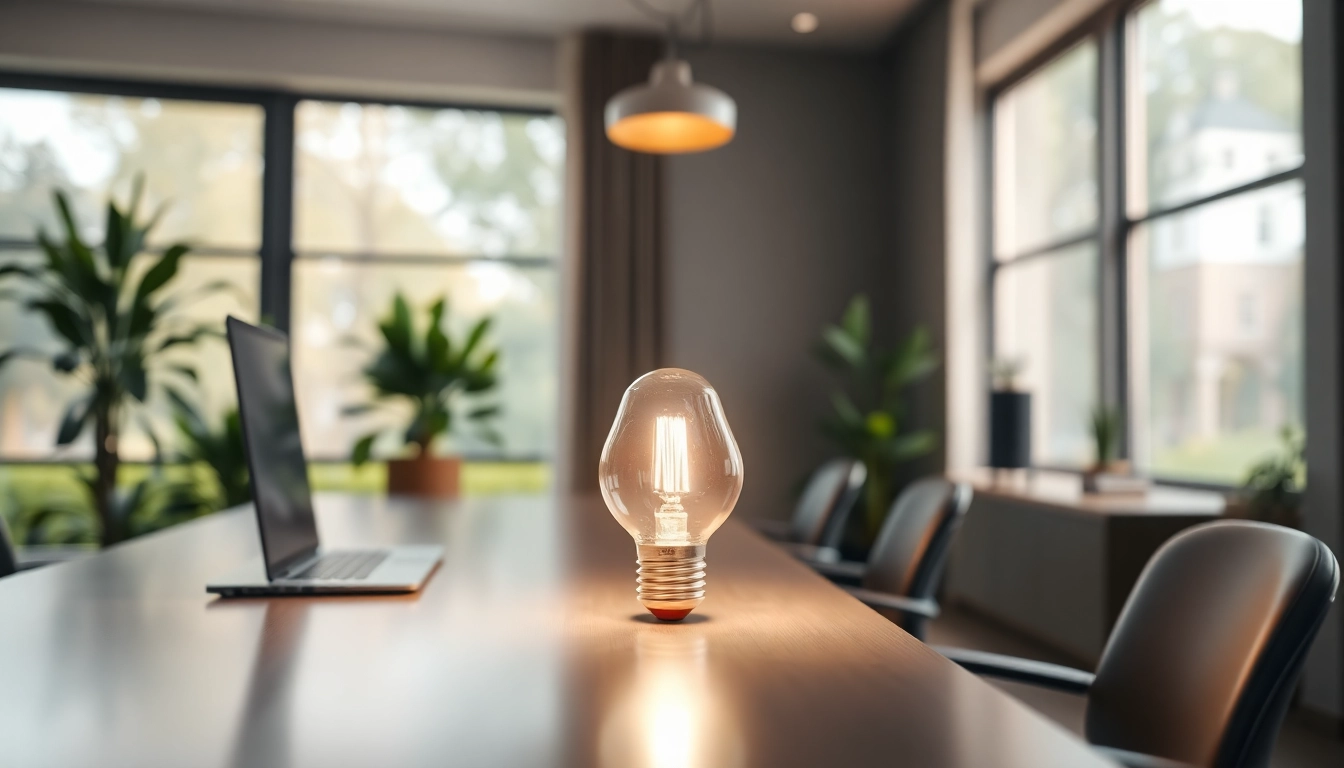 Install g16 bulb in a modern workspace setting with bright illumination.