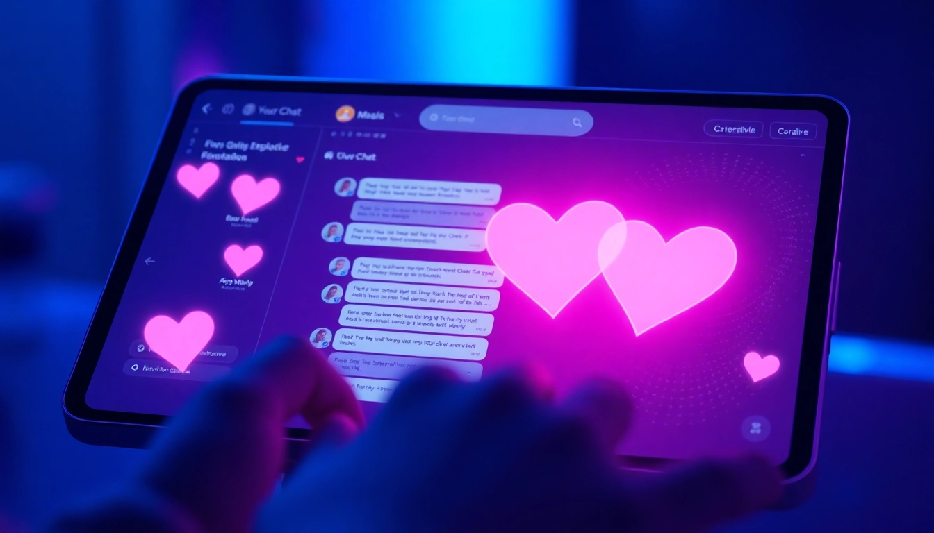 Engaging NSFW AI chat interface with futuristic design and intimate ambiance.