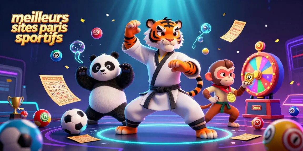Visualisez les meilleurs sites paris sportifs avec cette illustration captivante d'un tigre kung-fu et ses disciples.