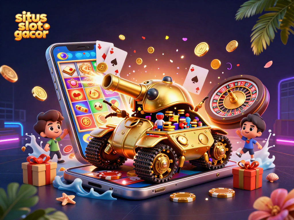 Engage with stunning visuals of situs slot gacor featuring a vibrant 3D cartoon casino scene.
