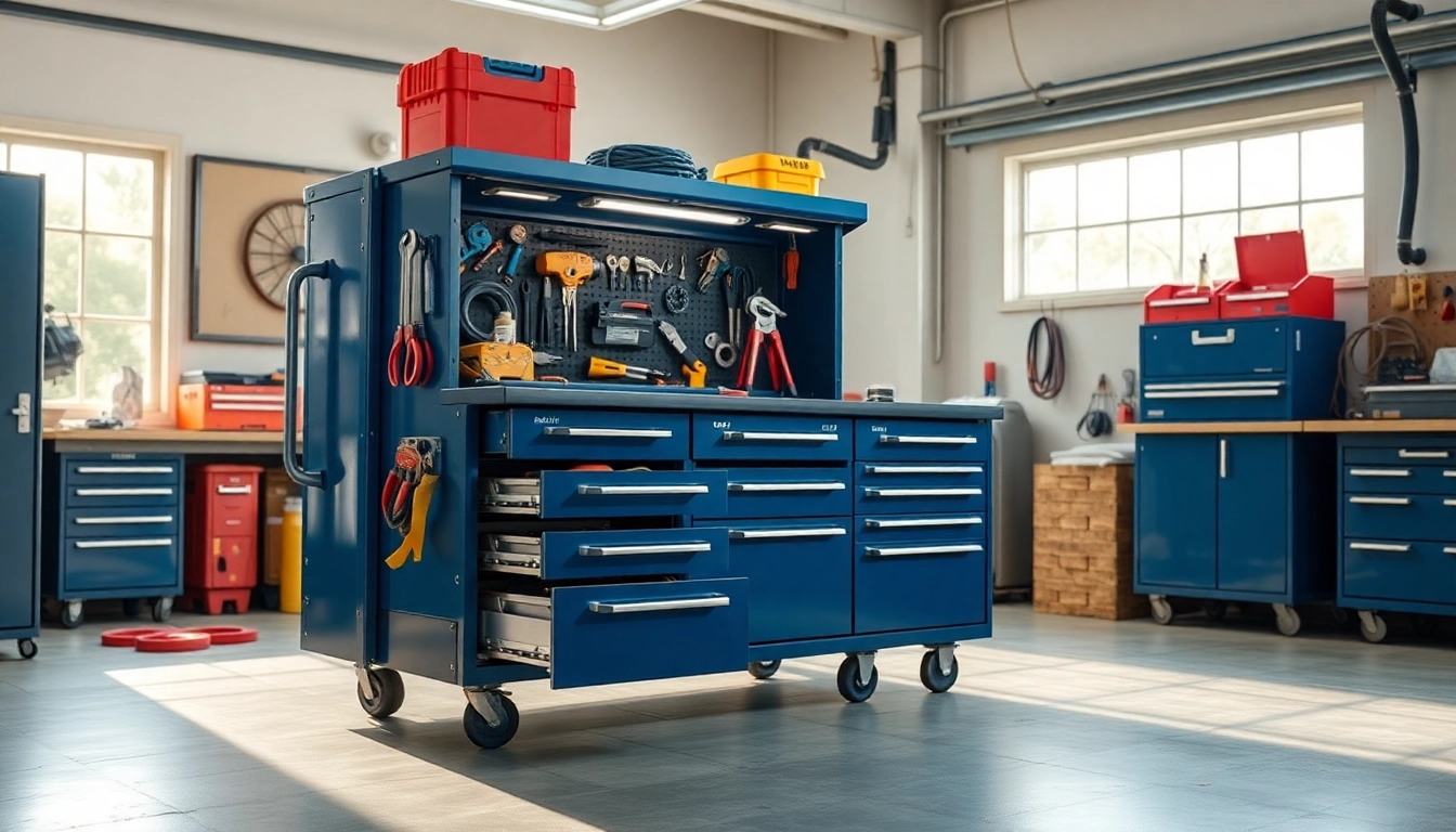 Beta roll cab displaying organized tools in a functional workshop setting.