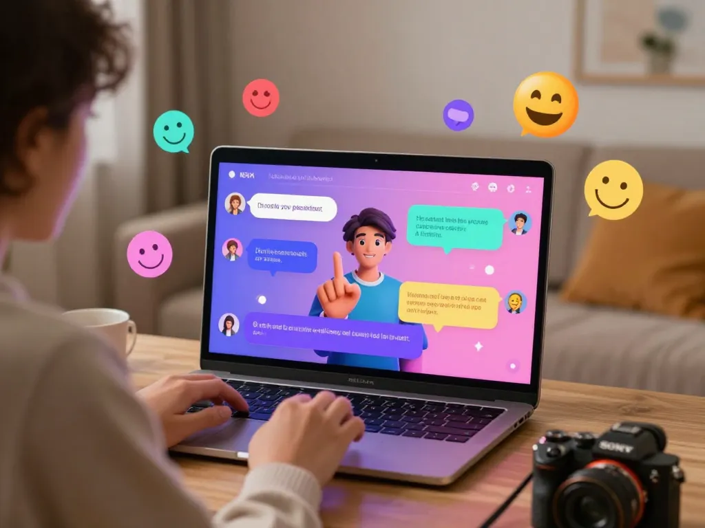 Engaging user interacting with NSFW AI chat platform in a cozy setting.