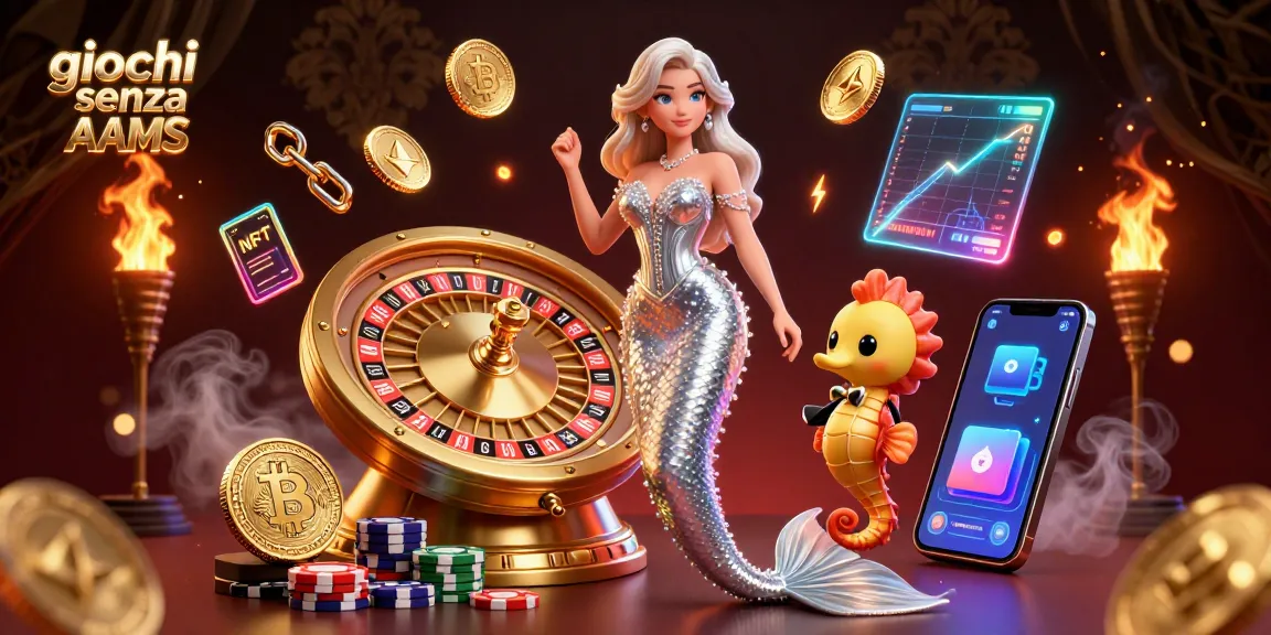 Scopri giochi senza AAMS emozionanti con un'intrigante illustrazione di un casinò 3D che mette in mostra personaggi ed elementi vivaci.