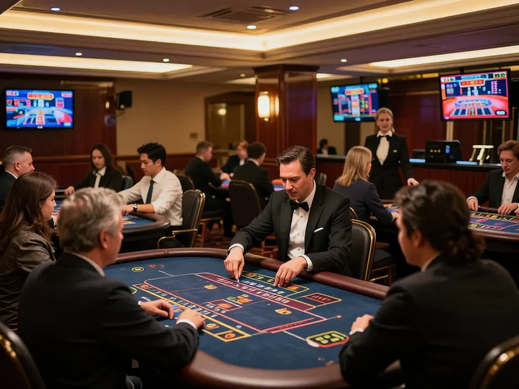 Migliori casino online europei live featuring players engaged in exciting live table games in a luxurious setting