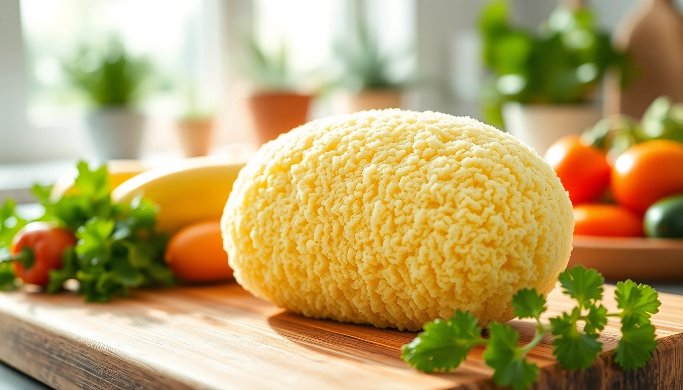 Showcasing the kitchen loofah benefits in a fresh cooking environment featuring natural textures.