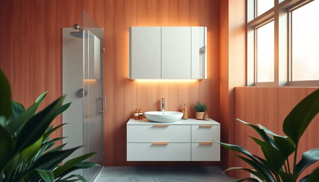 Stylish spiegelschrank led with elegant LED lighting enhancing modern bathroom decor