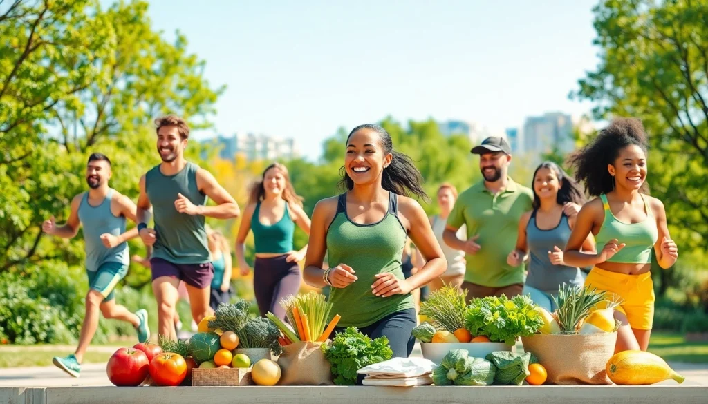 People engaging in activities that promote Health in a vibrant park setting.