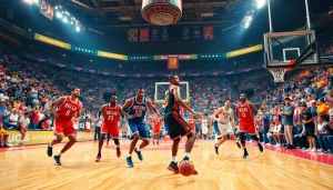 nba중계 열기가 넘치는 농구 경기 중 선수들이 집중하는 모습