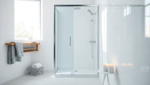 Admirez la paroi de douche sirhona élégante dans une salle de bain moderne, offrant un design raffiné.