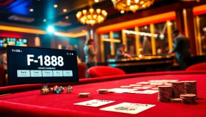 Experience thrilling gameplay at F168 with exciting casino scenes featuring poker and roulette.