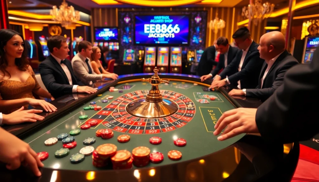 Engaging roulette gameplay at https://ee8868.shop/ captures thrilling moments in a luxurious casino.