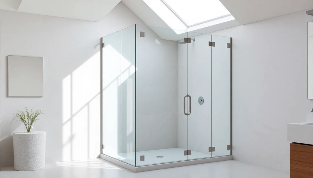 Showcasing a frameless glass shower enclosure in a modern bathroom with polished design features.