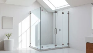 Showcasing a frameless glass shower enclosure in a modern bathroom with polished design features.