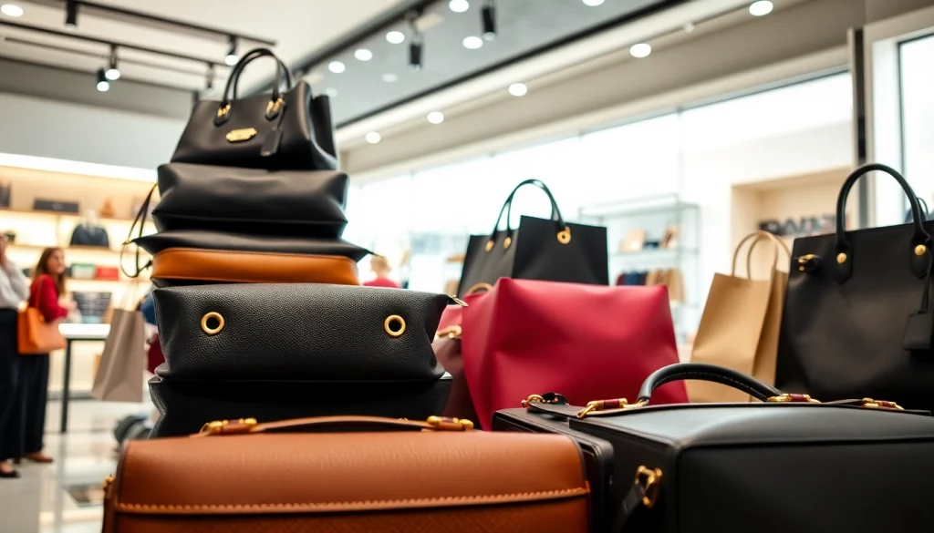 레플리카쇼핑몰에서 고급스러운 디자이너 가방을 전시한 쇼룸 사진
