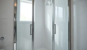Transform your space with stylish glass shower doors featuring sleek chrome finishes.