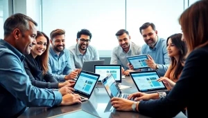 在现代设备上使用 WPS Office 进行动态办公室协作。